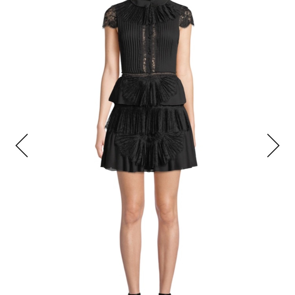 Alice + Olivia Rosetta Tiered Lace Dress
